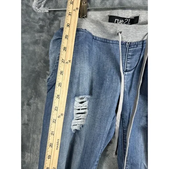 Rue 21 Pants Girls Small Distressed Soft Blue Joggers - Picture 8 of 11